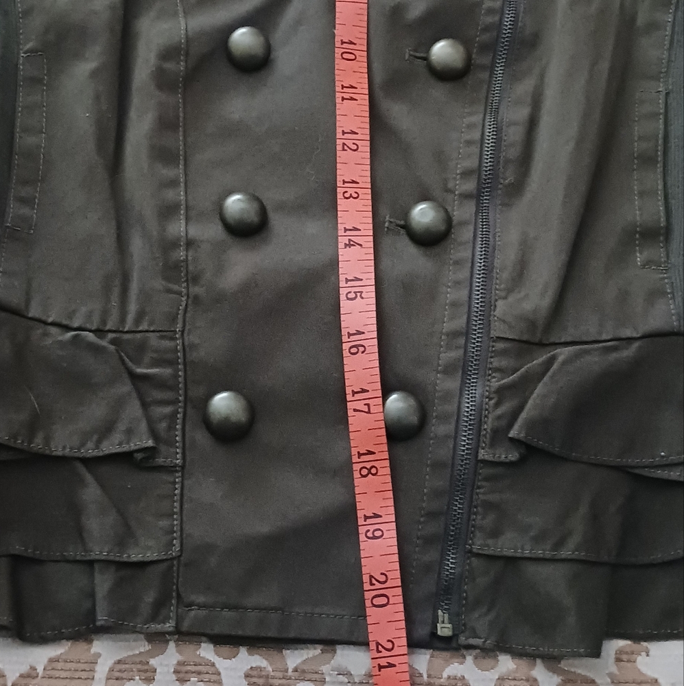 Forever 21 Asymmetrical Zipper Jacket sz M  Green EUC - Picture 9 of 16